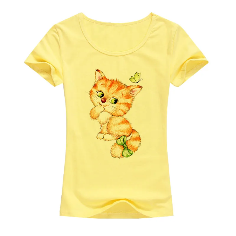 2017 New Fashion Cute Cat T shirt Women Short Sleeve Printed t shirt