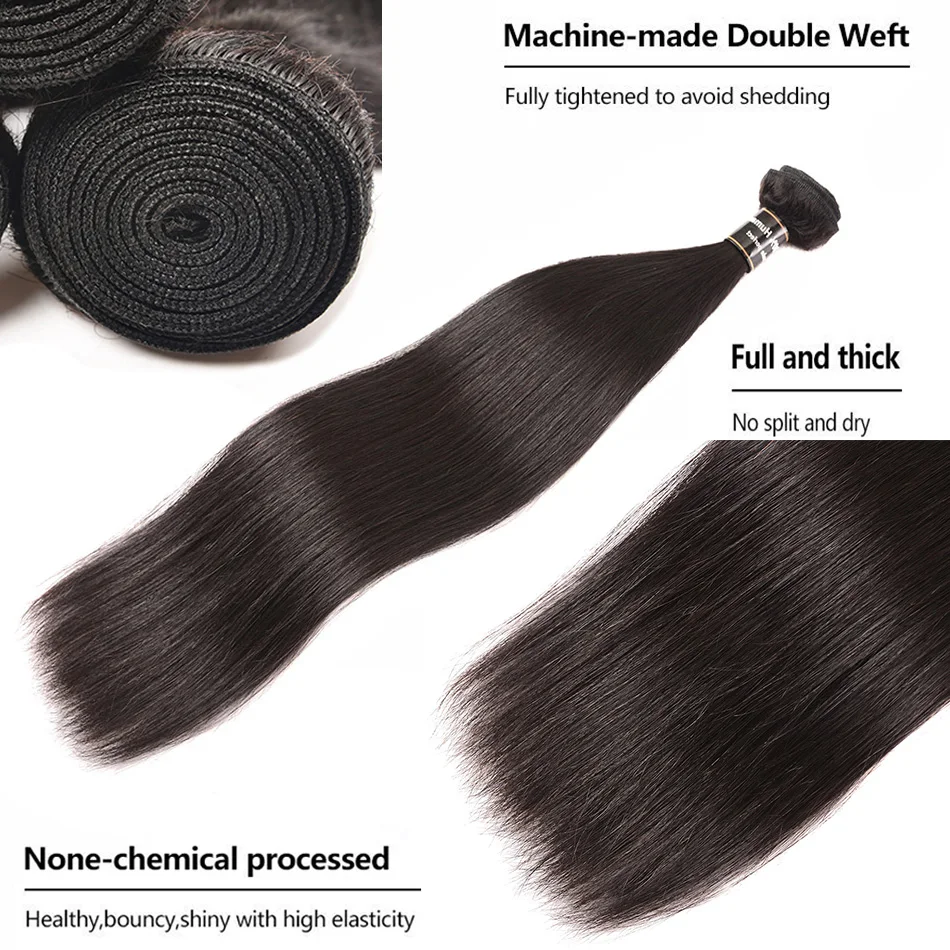3 Bundles Brazilian Straight Hair Weave Bundles With Closure Human Hair Lace Closure With Baby Hair BOL Remy Hair 4 Pcs Deals (4)