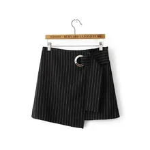 OLOME Лидер продаж черный полосатая Пряжка мини юбка посылка бедра лето новое поступление тонкий Skrits высокое