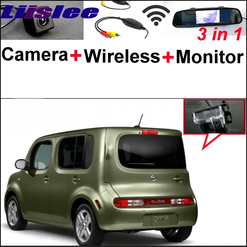 

3 in1 Special Reversing Camera + Wireless Receiver + Mirror Monitor Easy DIY Backup Parking System For NISSAN Cube Z12 2008~2014