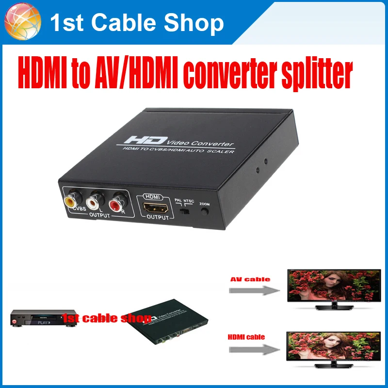 HDMI to RCA HDMI CVBS AV composite video converter splitter scaler for XBOX360 PS3 etc.suports