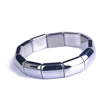 

Genuine Natural Terahertz Wave Bracelet For Women Men Powerful Stretch Rectangle Beads Fashion Bangle Bracelet AAAAA Wholesales