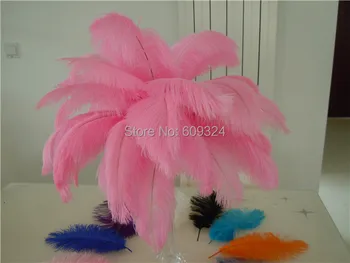 

Free Shipping-100pcs/color 14-16inch Light Pink Ostrich Feather for wedding table decor wedding feather centerpiece