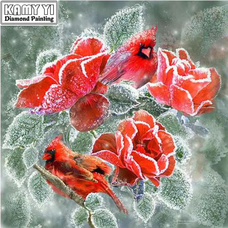 

Full Drill Square Diamond 5D DIY Diamond Painting"Bird and flower"Diamond Embroidery Cross Stitch Rhinestone Mosaic gift