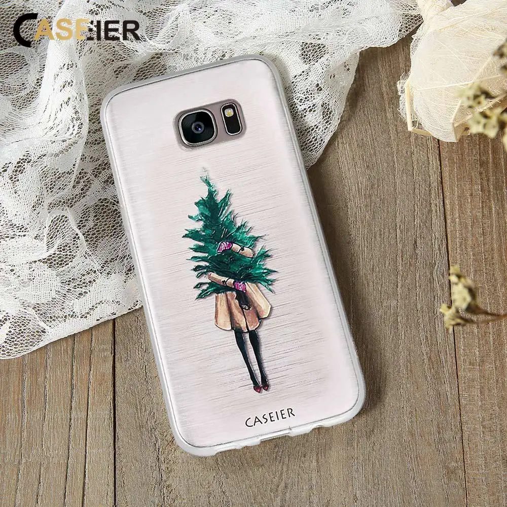 Caseier чехол для телефона с рождественским рисунком samsung S6 S7 край S8 мягкий Plus