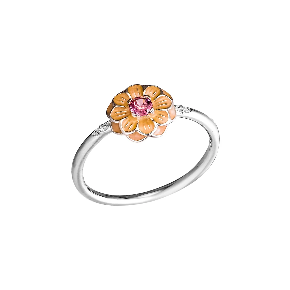 

Blooming Dahlia Rings 100% 925 Sterling Silver Jewelry with Blush Pink CZ & Cream Enamel Free Shipping