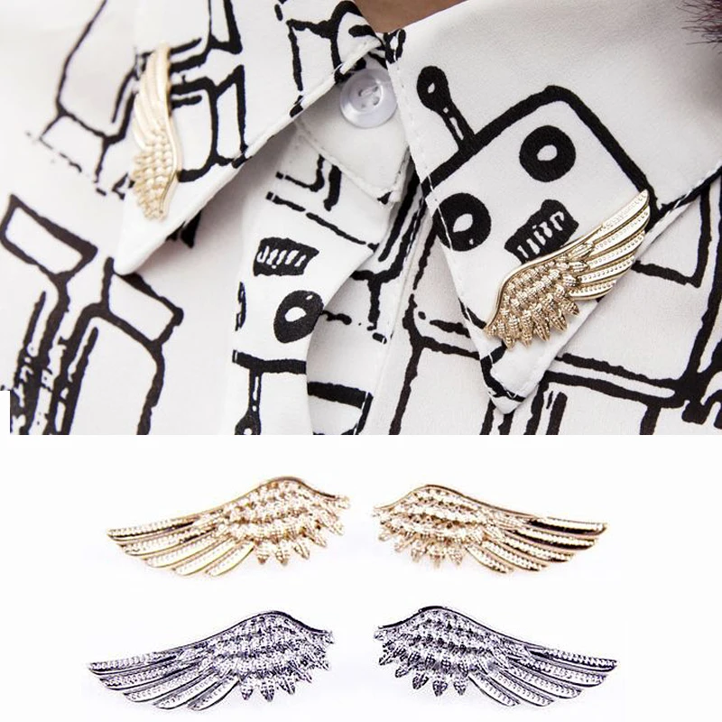 

LNRRABC Sale 1 Pair Women Fashion Angel Wings Brooch Collar Pin Brooches Gothic Christmas Ornaments Gift 2 Colors