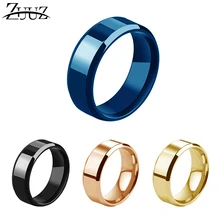

ZUUZ stainless steel jewelry accessories rings for men women silver Rose Gold black blue ring jewellery male female brilliant