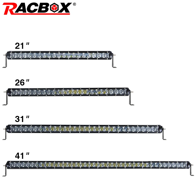 

RACBOX 5D 21" 22" 26" 31" 41" LED Work Light Bar Single Row 5D Lens 100W 120W 150W 200W Spot Flood Combo Mini Slim LED Bar Light