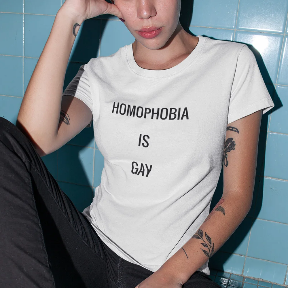 

Homophobia Is Gay T-Shirt Funny Casual O-Neck Style Crewneck High Quality Aesthetic Tops Women Trendy Clothing Tshirt