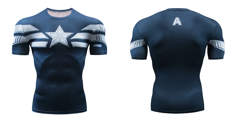 Marvel, рубашка с супергероем компрессионное, мужская, женская, для велоспорта, базовые слои, для велосипеда, рубашка с коротким рукавом, высоко дышащее нижнее белье, Джерси