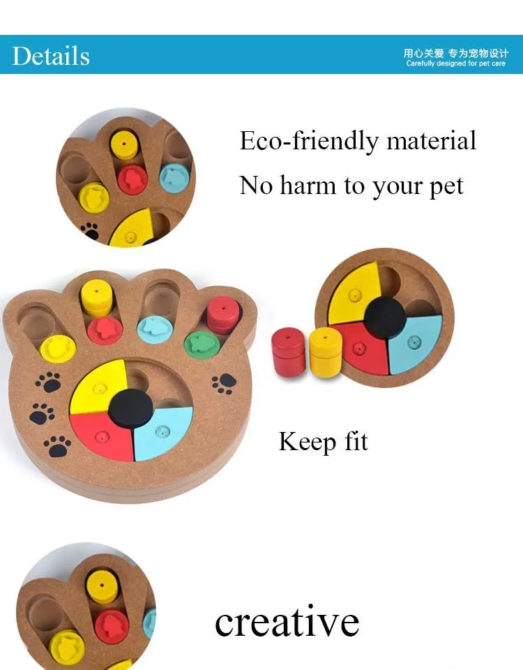 Cat Pet Training Feeder Toy Wooden Intelligence Triple Play Discs Slow Feeding Interactive Toy for Pet Cats Dog Toy Supplies