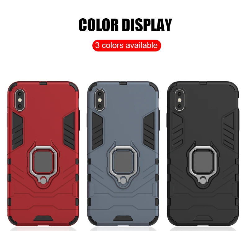 Luxury Armor Shockproof Kickstand Phone Case For iPhone XS MAX XR XS X 8 7 6S Plus 5S SE Ring Stand Holder Bracket Cover Funda