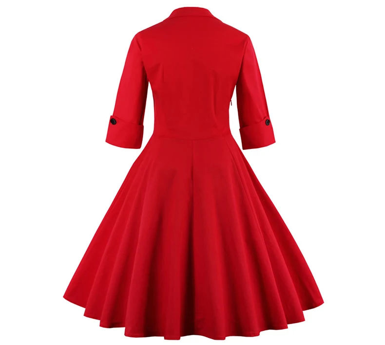 Женское осеннее платье большого размера, винтажное красное платье с длинными рукавами, платье в стиле пэчворк, Повседневные Вечерние платья в стиле ретро