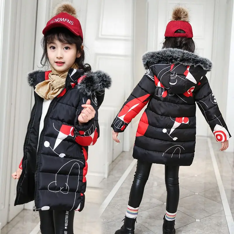 

5 Year -old Girl 6 Winter Clothing 7 Medium-length Cotton-padded Clothes 9 Medium-sized Children 10 Thickened Princess Jacket
