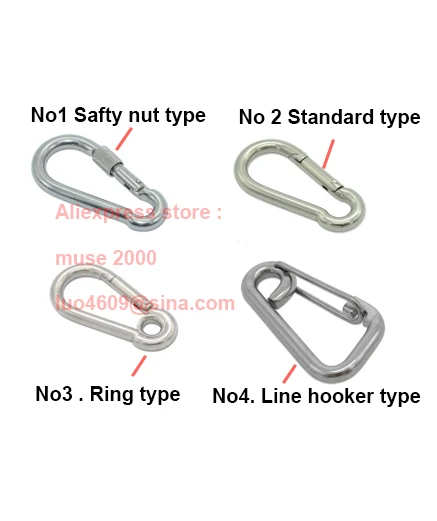 Description Picture 4 of item304 Spring Buckle snap hooks casting 40 50 60 70 80 90 100 120 140 mm Length Home hanging Spring Buckle rope Chain key No2