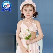 Новинка года, комплект бикини для маленьких девочек, розовый купальник-бикини с юбкой комплект из 4 предметов, одежда для купания корейский стиль