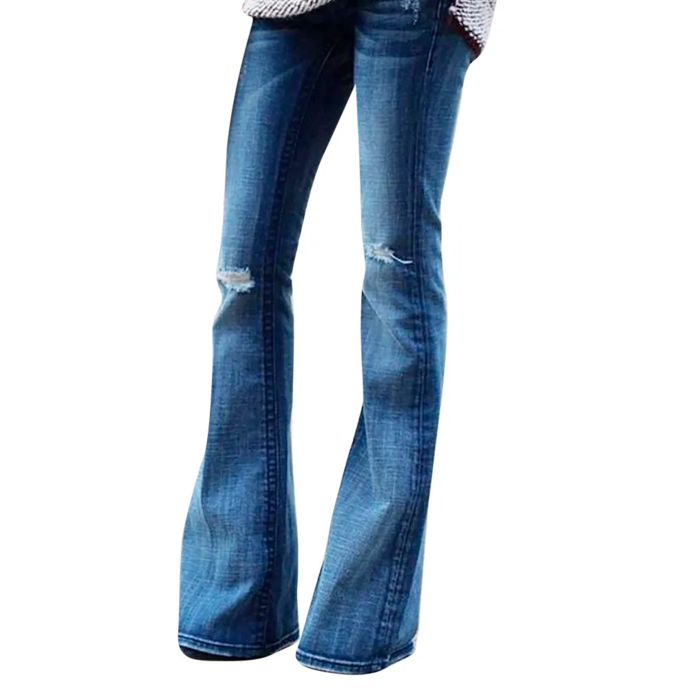 High Waisted Ripped Jeans for Women Pants Skinny Jeans Denim bell bottom Boyfriend Slim Stretch 