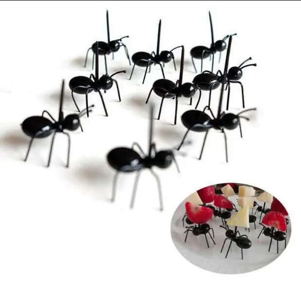 

12Pcs/set Mini Ant Fruit Fork Cutlery Plastic Cake Dessert Forks Food Pick Tableware For Party Decoration