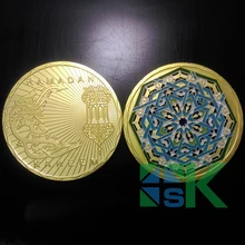5 шт./лот 40*3 мм религиозных памятная монета медалей мусульманский Рамадан фонарь фестиваль подарок сувенир с позолотой монеты коллекционирования