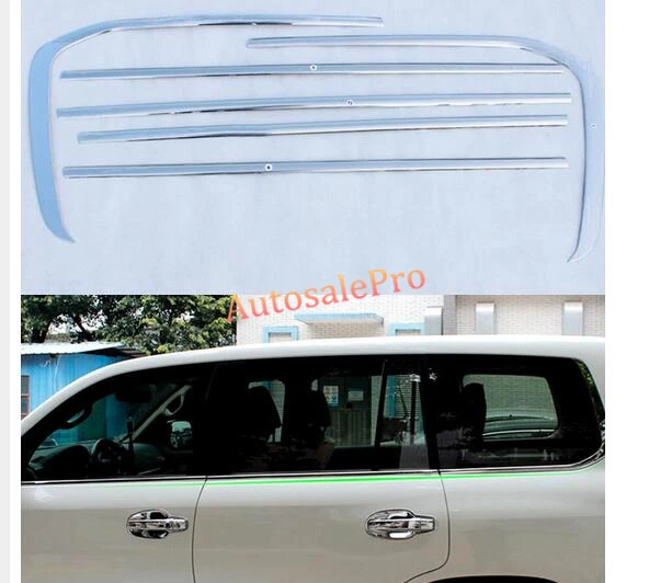 

Steel Bottom Lower Window Frame Sill Cover Trim 6pcs for Toyota Land Cruiser LC200 2008-2016