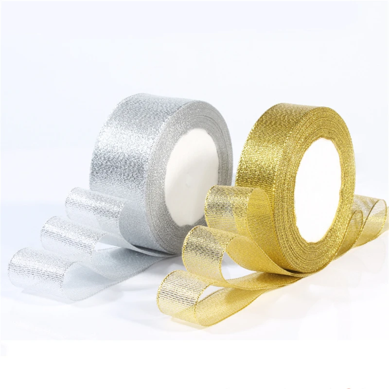 

22.5m 1 cm wide Organza Ribbon gift wrapping decoration silk ribbons lace fabric Metallic Luster Wedding Christmas Decor