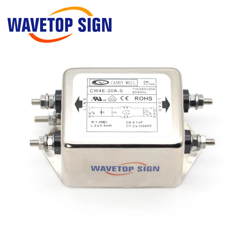 CANNY Ну мощность EMI фильтр CW4E-10A 20A 30A 40A-S однополюсный фильтр Разъем Однофазный AC 220 В очистки анти-помех