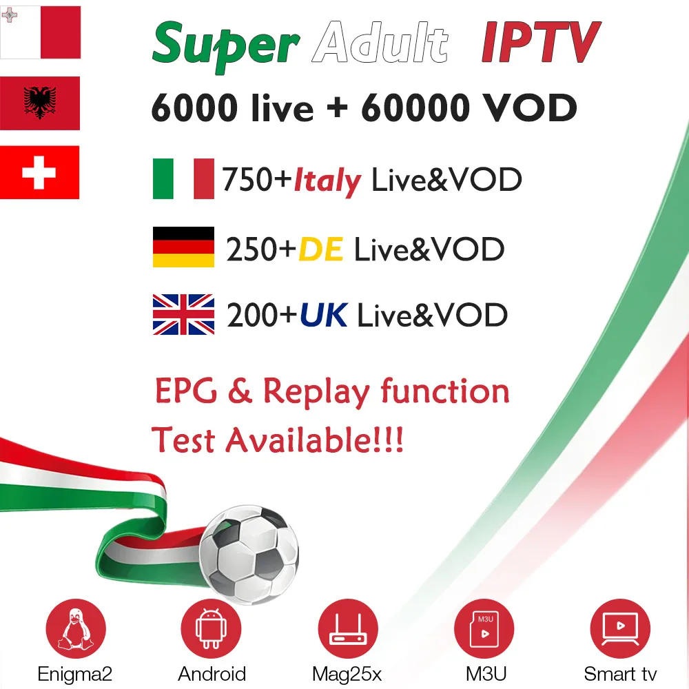 

Italy super adult IPTV subscription Android tv box 7.1 German UK Switzerland Albania Malta IPTV M3U MAG smart tv box PK X96 mini