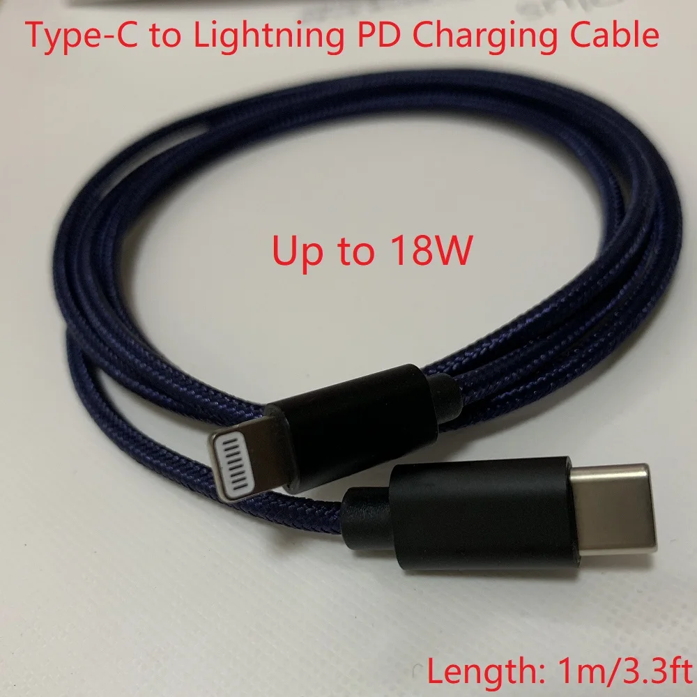 

Type-C to Lightning PD Charging Cable 18W9V2A for iPhone XS Max, XR, XS, X, 8, 8Plus, 7, 7P Fast-Charge C94 1m 3.3ft 25cm 1ft