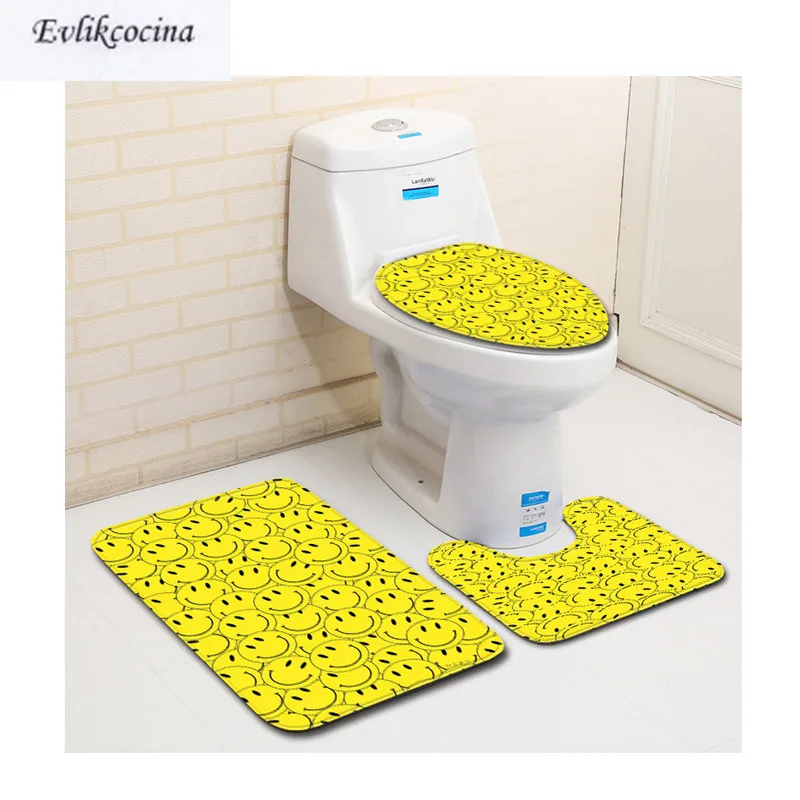 3PCS Colored Pebble Ankle Carpet Soft Mat Toilet Mat Set Bathroom Anti-Slip Mat