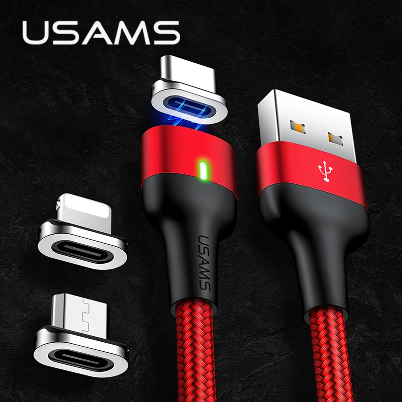 

USAMS Magnetic USB Cable For iPhone,Type C Magnet Charger Micro USB Cable Charging Charge For Android Mobile Phone Cables