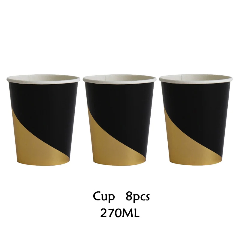 

8pcs/lot party tableware Plate Napkins Theme Colorful Gold Black birthday wedding decoration supplies for Kids party