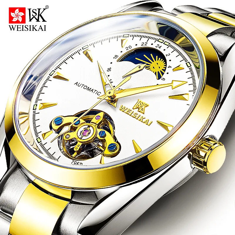 

WEISIKAI Men's Mechanical Self Wind Watches Watch Men Luxury Waterproof Automatic Watch Men Steel Exquisite Skeleton Movement