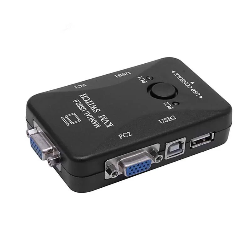 Manual 2 Port USB 2.0 KVM VGA Switch Box for 2 PC Printer