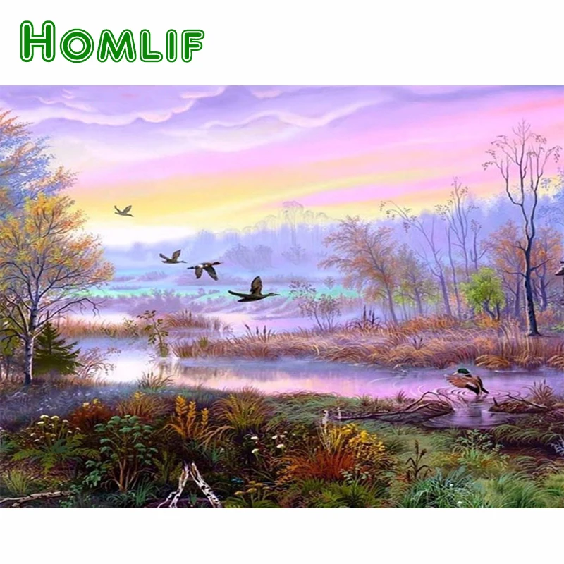 

HOMLIF Diamond mosaic full square rhinestones landscape nature 5d diy diamond painting crystal Diamond pictures Cross-stitch art