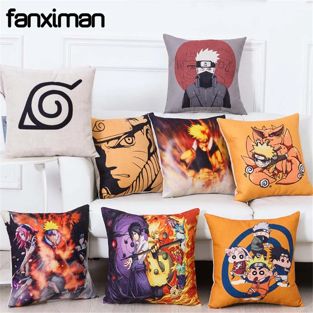 

Fashion Japanese Anime Naruto Series Customized Cushion Cover 45*45 CM funda cojin coussin For Sofa Chair Linen Pillow Cases