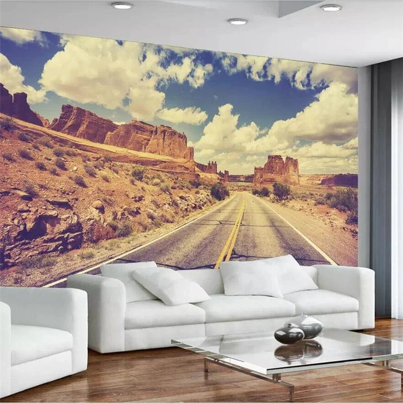 Фотообои beibehang 3D мечты Красивая пустыня дорога скала Каньон фотообои для