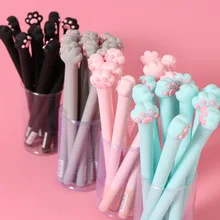 D57 милый кавайный котик лапа мягкая слайкон Гелевая Ручка-роллер ручка школьные офисные принадлежности студенческие канцелярские принадлежности 0,5 мм черные чернила