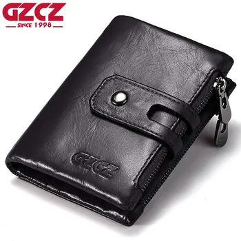 

GZCZ Genuine Leather Wallet Female Zipper Luxury Brand Women Walet Clamp For Money Bag Card Holder Ladies Vallet Portomonee