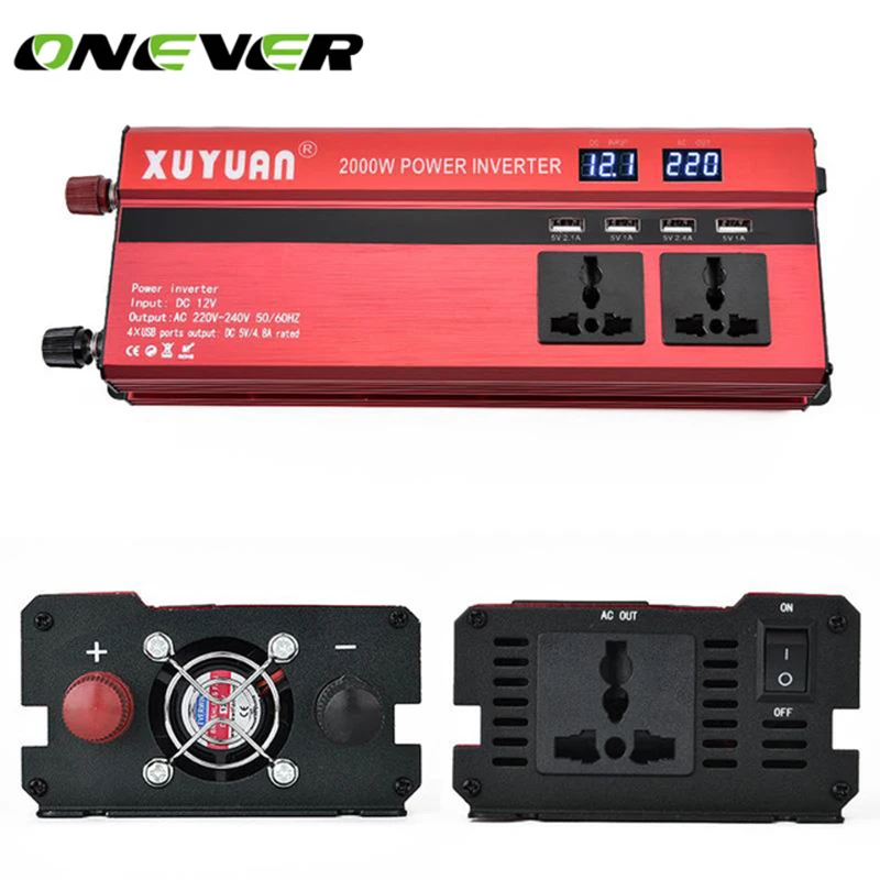 

Onever 5000W Solar Car Power Inverter LED DC12/24V to AC110/220V Sine Wave Converter with 4 USB Interfaces