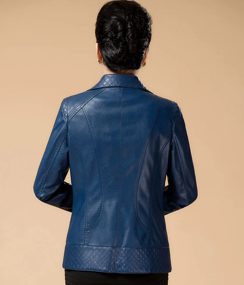 Модные женские куртки из мягкой искусственной кожи размера плюс 6XL, элегантная женская черная куртка из искусственной кожи на молнии, женская верхняя одежда QH1163