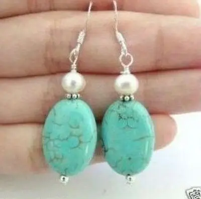 

FREE SHIPPING>>> Hot sale Free Shipping 5PCS >>>>Cute Cultured Pearl And Turquoise Earring