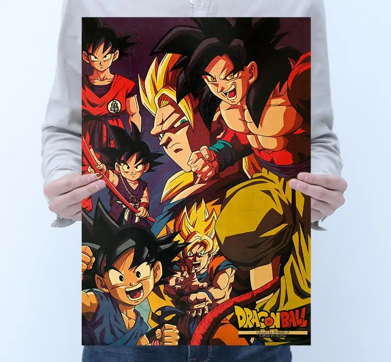 Dragon ball z Коллекционная Фигурка постер аниме Sungoku винтажная Ретро печатная наклейка бар Плакаты Декор игрушка для детей мальчиков - Цвет: A6