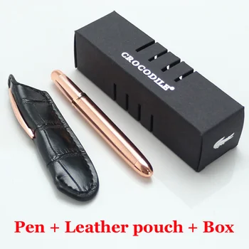 

Mini Crocodile 9cm space ballpoint pen rose gold rings and leather pouch Neat Convience Metal unique pens with original box