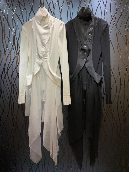 

2019 Xia Xin Female Irregular Neck Colour Matching and Splicing Long Sleeve Dress 706