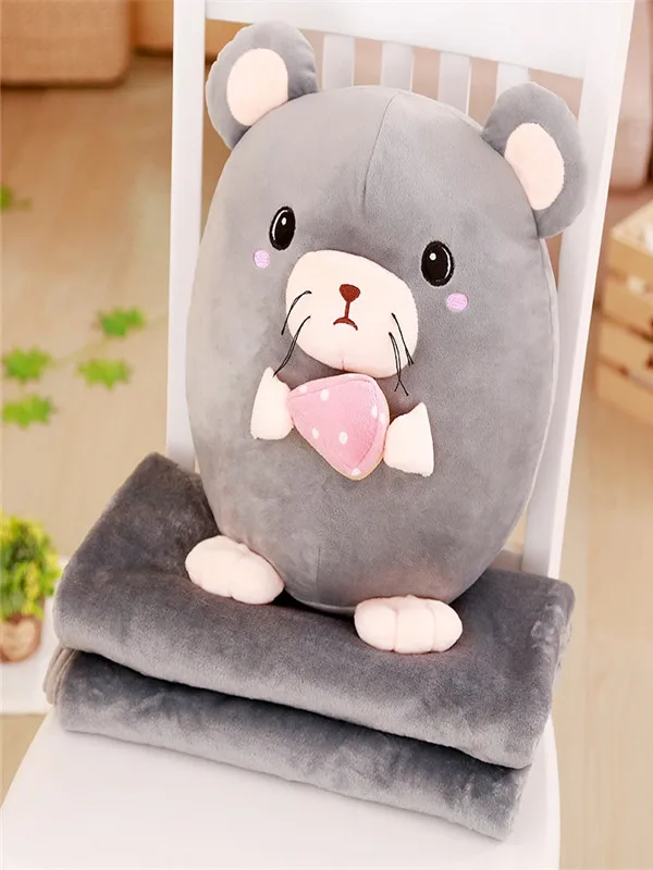 Китай Зодиак плюшевые игрушки мягкие плюшевые Тигр кролик свинья подушка с одеялом мягкие животные мягкие игрушки подарок для детей девочек - Цвет: mouse