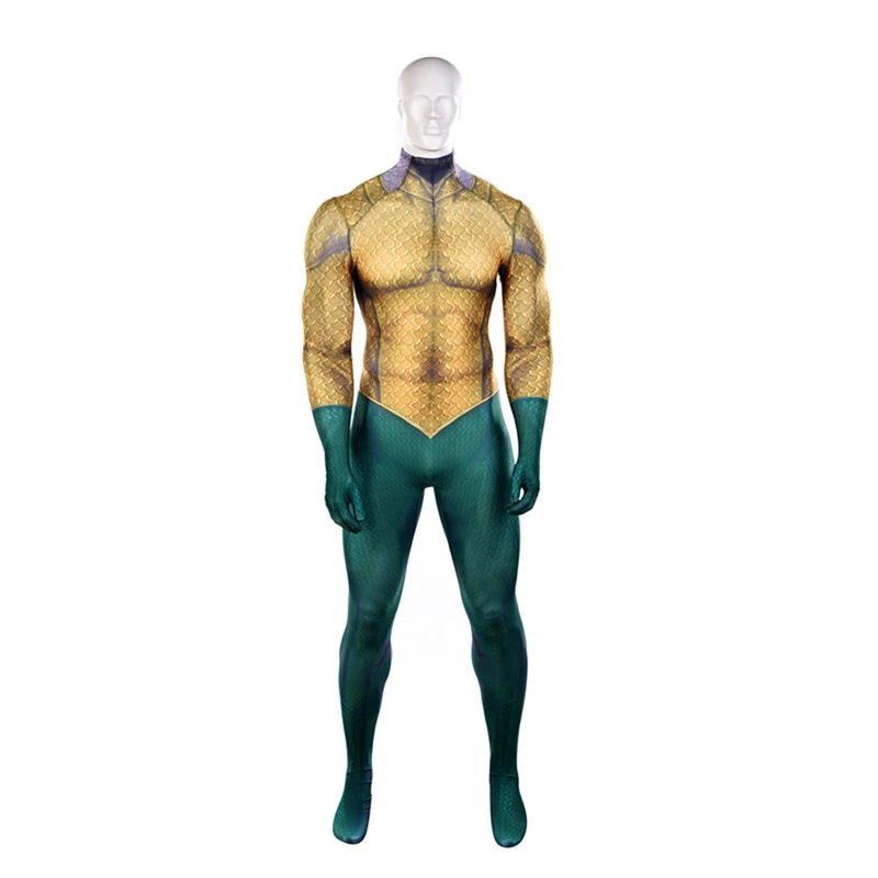  Anime DC Comic Aquaman Flesh Gold Sea King Cosplay Zentai Costume Saint Leotard Game Show Props Cos
