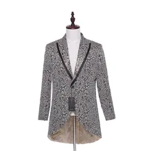 Новые мужские Костюм Куртка Блейзер Hi-Lo One Buttons Жених Смокинги цветочный узор куртка сценические костюмы куртка 1 шт. на заказ
