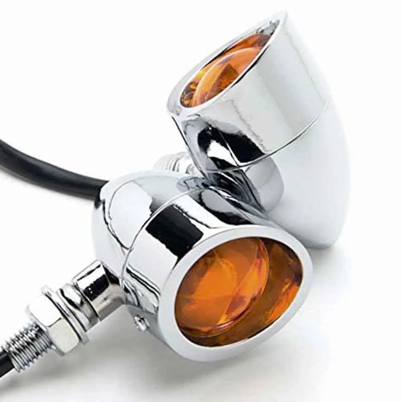 

2Pcs Heavy Duty Motorcycle Bullet Chrome Turn Signals Blinker Amber Indicator Lights Lamp (Chrome)