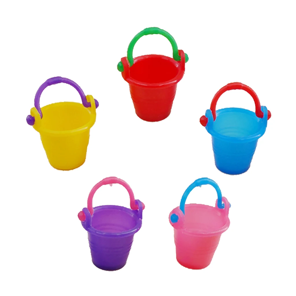 5 шт. мини ведра для воды в разных цветах, для 1/12 куклы дом Ванная комната садовые аксессуары